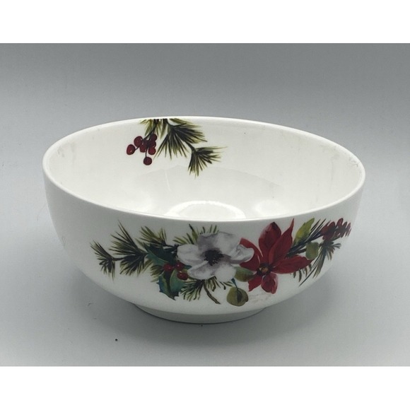 Mikasa Other - Mikasa Hope Joy Soup Cereal Serving Bowl Poinsettia Christmas Bone China Mikasa